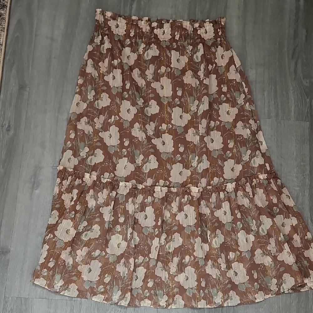 Lauren Conrad Floral Brown Skirt